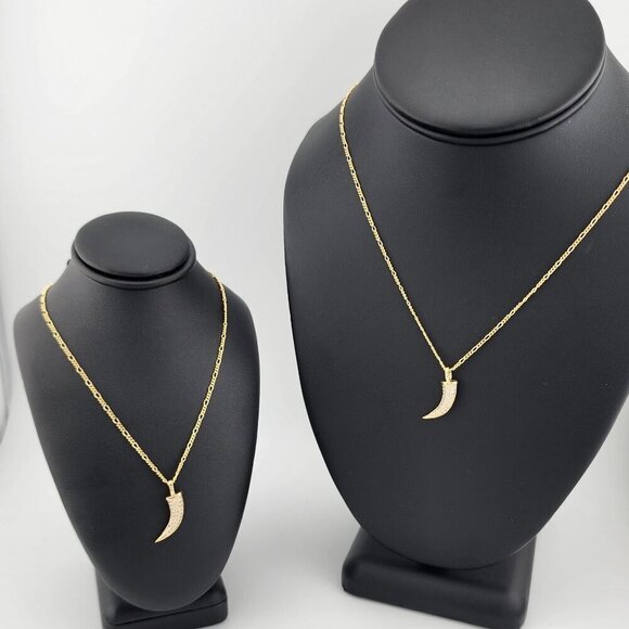 Brand New Brazilian 18k Gold Filled Design of Coyote tooth Figaro Necklace - Picture 1 of 11